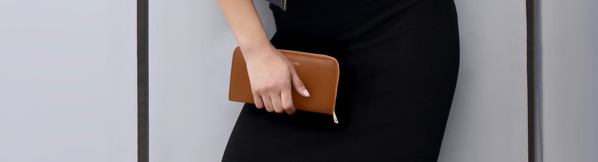 Portamonete con cerniera clutch piccolo in pelle Toscana Miele