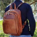 Perth 2 Compartments Leather Backpack Brown TL142049