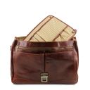 Mantova TL SMART Multifach-Aktentasche aus Leder mit Klappe Dunkelbraun TL140326