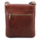 John Leather Crossbody bag for men With Front zip Dark Brown TL142464