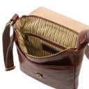 John Leather Crossbody bag for men With Front zip Dark Brown TL142464