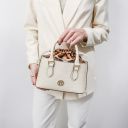 Croque Croc Print Leather Handbag Coffee TL142510