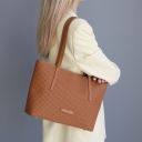 Dedalo Woven Printed Leather Shopping bag Pastel yellow TL142578