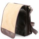 TL Messenger Two Compartments Leather Shoulder bag Dark Brown TL141255