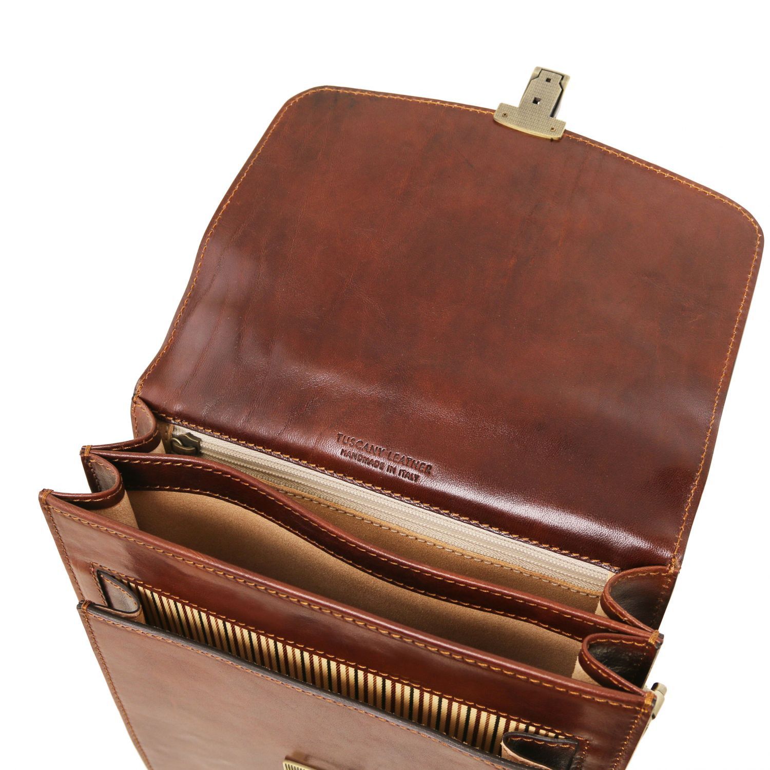 David Leather Crossbody Bag Large Size Brown TL141424