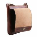John Leather Crossbody bag for men With Front zip Dark Brown TL141408