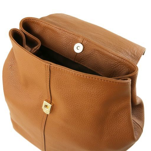 TL Bag Soft Leather Backpack for Women Cognac TL141706