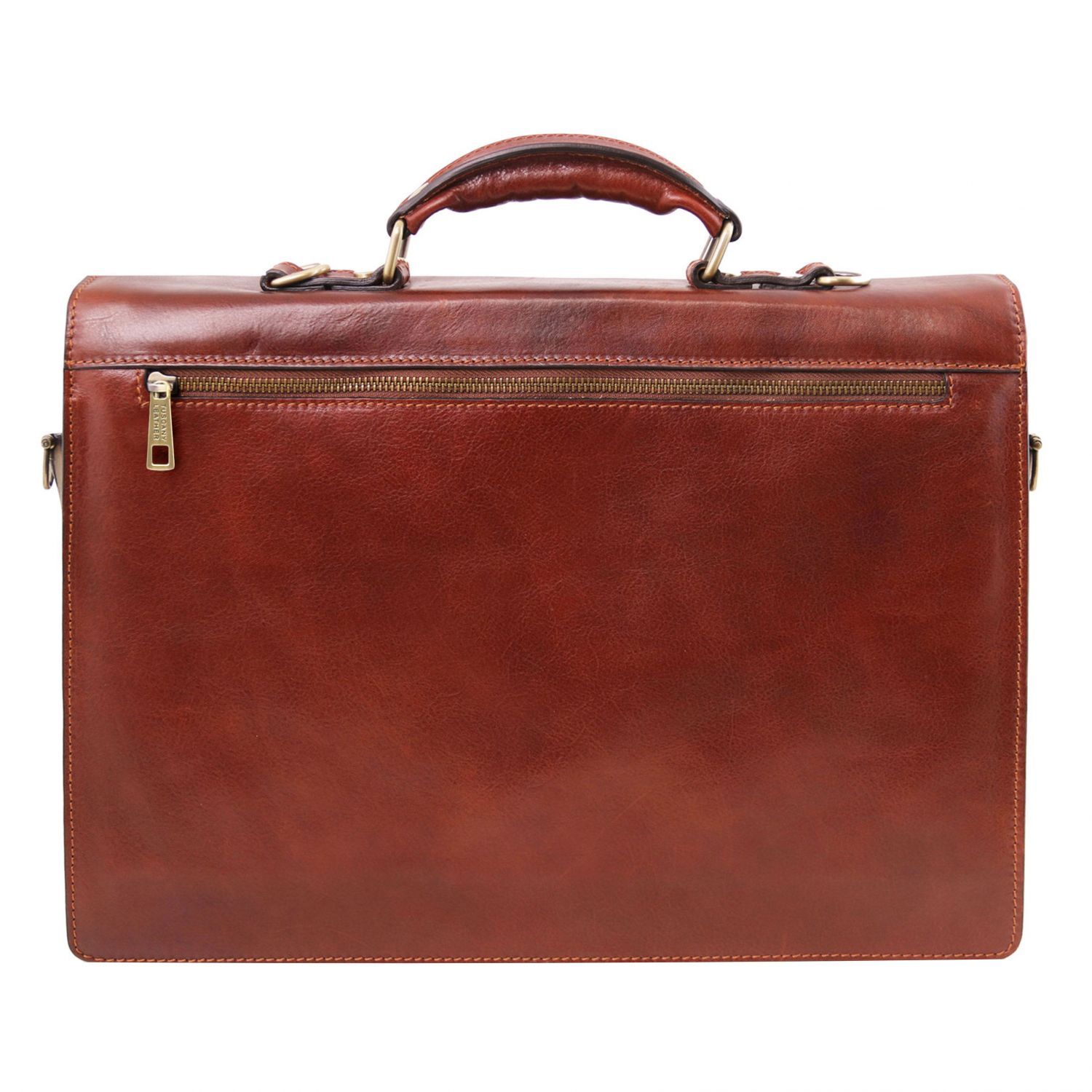 Volterra Leather Briefcase 2 Compartments Dark Brown TL141544