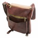 Roby Leather Crossbody bag for men With Front Straps Мед TL141406
