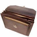 Cremona Leather Briefcase 3 Compartments Brown TL141732