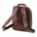 Phuket 3 Compartments leather laptop backpack Dark Brown TL141402