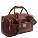 TL Voyager Travel Leather bag With Side Pockets - Small Size Dark Brown TL141441