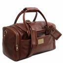 TL Voyager Reisetasche aus Leder mit 2 Reissverschluss - Seitentaschen Dunkelbraun TL142141