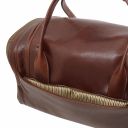 TL Voyager Reisetasche aus Leder mit 2 Reissverschluss Seitentaschen - Klein Braun TL142142