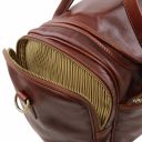 TL Voyager Reisetasche aus Leder mit 2 Reissverschluss Seitentaschen - Klein Braun TL142142