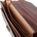 Napoli 2 Compartments Leather Briefcase With Front Pocket Dark Brown TL141348