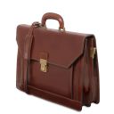 Napoli 2 Compartments Leather Briefcase With Front Pocket Черный TL141348