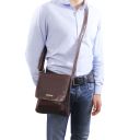 Jimmy Leather Crossbody bag for men With Front Pocket Черный TL141407