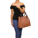 TL KeyLuck Кожаная сумка-шоппер с плетеным теснением Черный TL141573