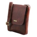 John Leather Crossbody bag for men With Front zip Brown TL90192