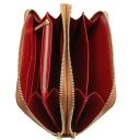 Mira Doppel Rundum-Reißverschluss Damenbrieftasche aus Leder Cognac TL142331