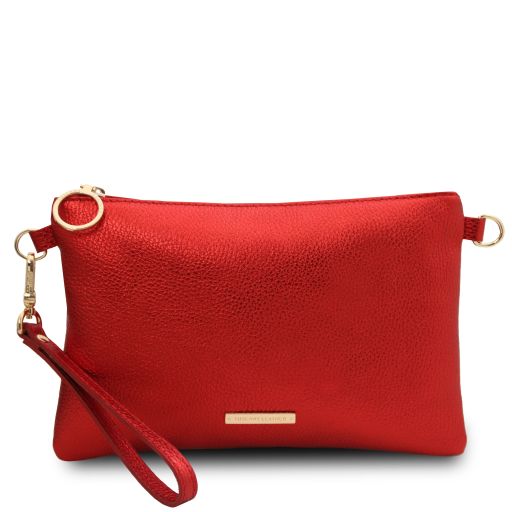 TL Bag Pochette in Pelle Morbida Metallic Rosso Lipstick TL141988