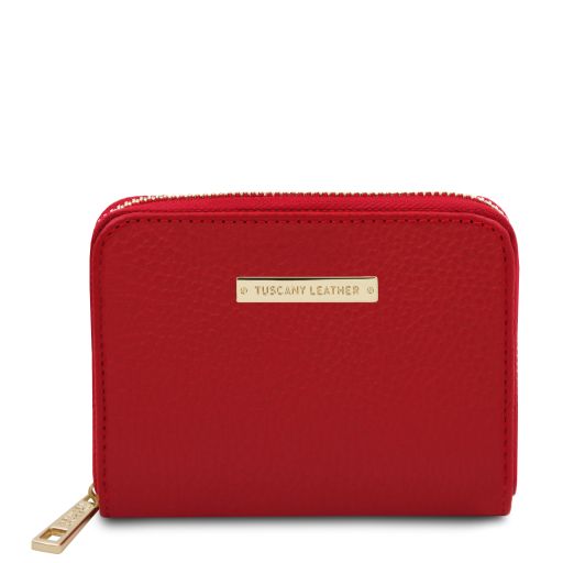 Kore Elegante Cartera en Piel con Cremallera en el Contorno Rojo Lipstick TL142321