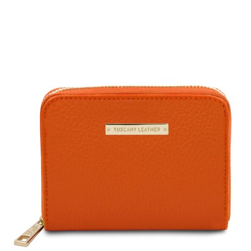 Kore Exklusive Damenbrieftasche aus Leder mit Rundum-Reißverschluss Orange TL142321