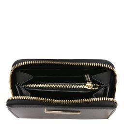 Leda Elégant Portefeuille en Cuir Entièrement Zippée Noir TL142320