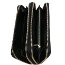 Gaia Double zip Around Leather Wallet Black TL142343