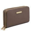 Gaia Double zip Around Leather Wallet Dark Taupe TL142343