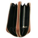 Gaia Doppel Rundum-Reißverschluss Damenbrieftasche aus Leder Cognac TL142343
