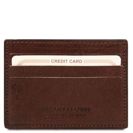 Elegante Porta Tarjetas de Credito en Piel Marrón oscuro TL140462