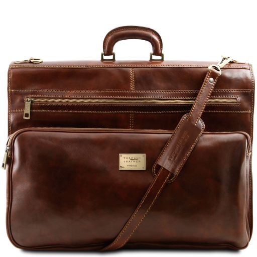 Papeete Kleidersack aus Leder mit Grosse Vortasche Braun TL142348
