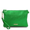 TL Bag Clutch aus Weichem Metallic-Leder Grün 141023