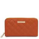 Penelope Elegante Cartera en Piel Suave con Cremallera en el Contorno Naranja TL142316