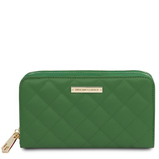 Ada Double zip Around Soft Leather Wallet Зеленый TL142349