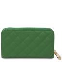 Ada Cartera en Piel Suave con Doble Cremallera en el Contorno Verde TL142349