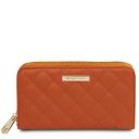 Ada Doppel Rundum-Reißverschluss Damenbrieftasche aus Weichem Leder Orange TL142349