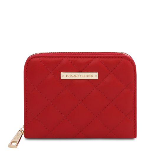 Teti Elegante Cartera en Piel Suave con Cremallera en el Contorno Rojo Lipstick TL142319