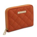 Teti Elegante Cartera en Piel Suave con Cremallera en el Contorno Naranja TL142319