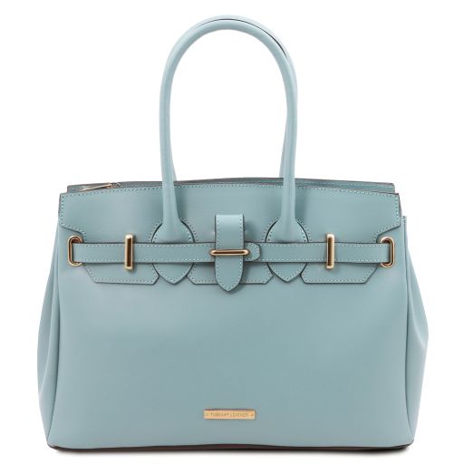 TL Bag Handtasche aus Leder Himmelblau TL142174