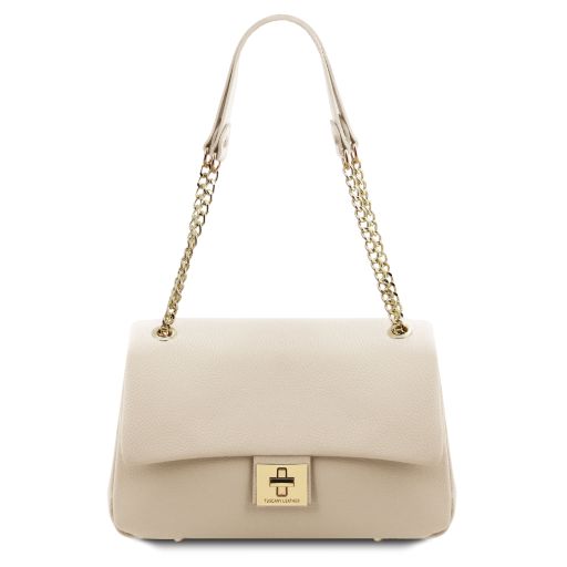 Elettra Borsa a Spalla in Pelle Morbida Beige TL142353