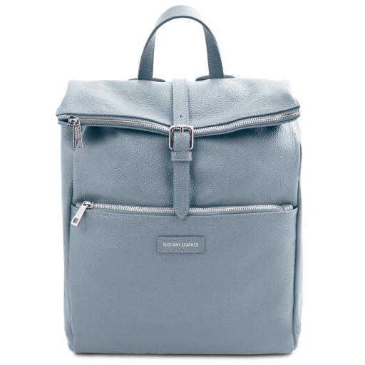 Denver Sac à dos en Cuir Souple Bleu céleste TL142355