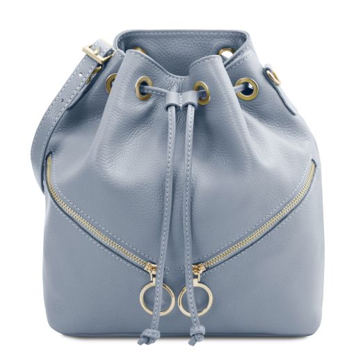 TL Bag Bolso Cubo Secchiello en Piel Suave Azul claro TL142360