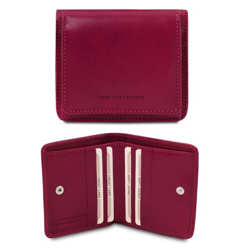 Elégant Portefeuille en Cuir Avec Porte Monnaie Fuchsia TL142059