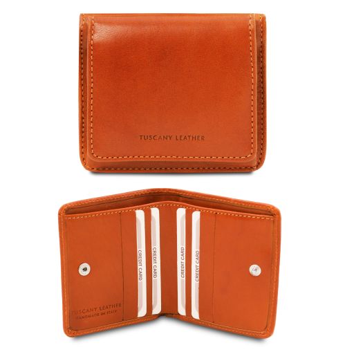 Exclusive Leather Wallet With Coin Pocket Orange TL142059