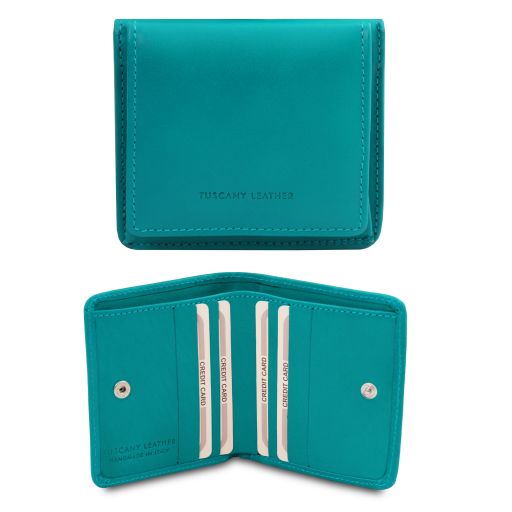 Exclusive Leather Wallet With Coin Pocket Бирюзовый TL142059
