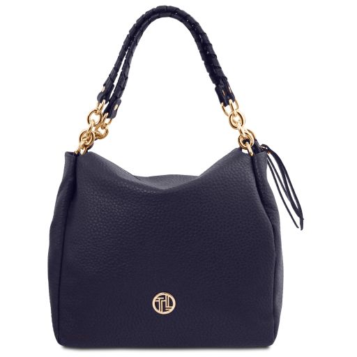 Amy Borsa Shopping in Pelle Morbida Blu scuro TL142385