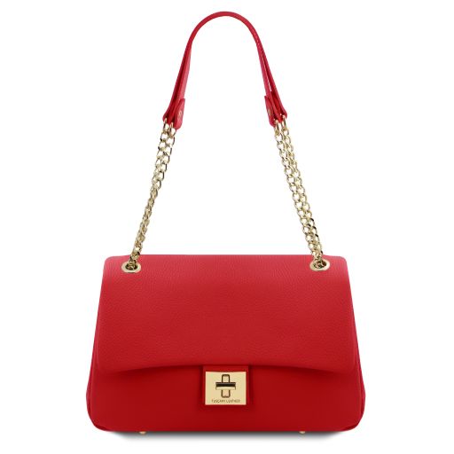 Elettra Borsa a Spalla in Pelle Morbida Rosso Lipstick TL142353